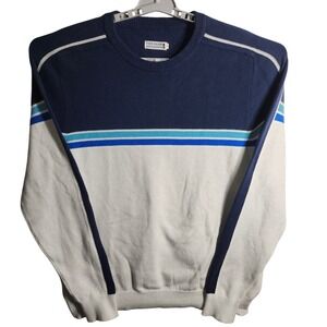 Fair Harbor Pullover Sweater‎ Navy White Blue Stripe Crew Neck XL Cotton Blend